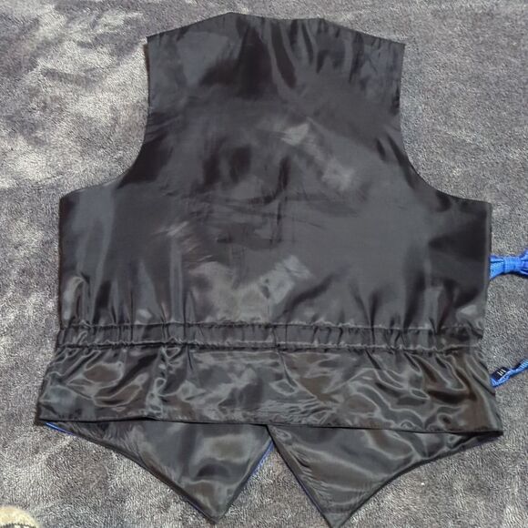 Men's Royal Blue Vest 5 Buttons Polyester/satin with bow tie Size S - Picture 4 of 10